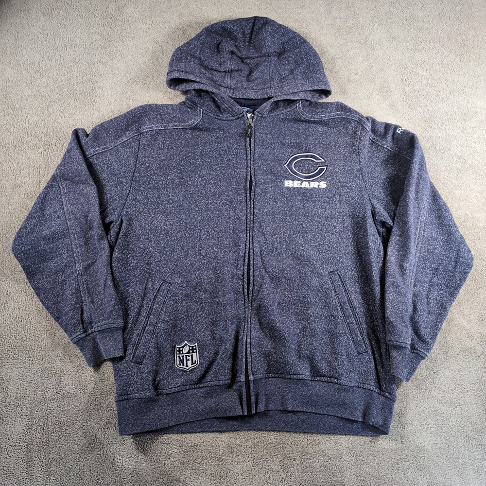 Vintage Reebok Hoodie Mens Large Navy Blue Chicago Bears Football NFL On Field